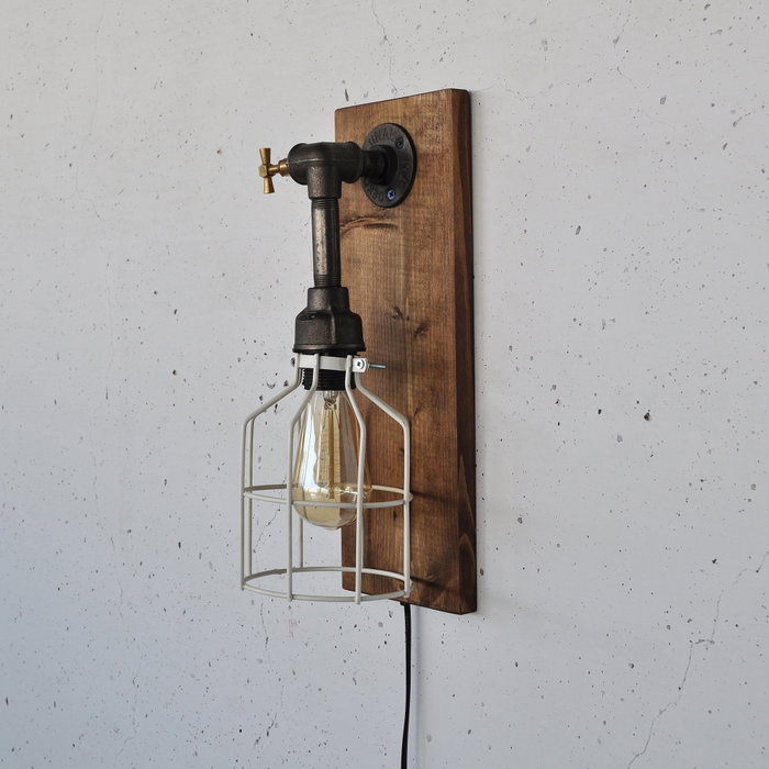 Opviq Lámpara de pared de madera maciza Madera y Negro Opviq Lámpara de pared de madera maciza Madera y Negro